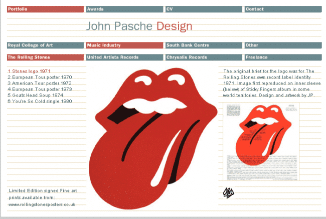 Logotipo de los Rolling Stones, creado por Pasche Logotipo de los Rolling Stones, creado por Pasche