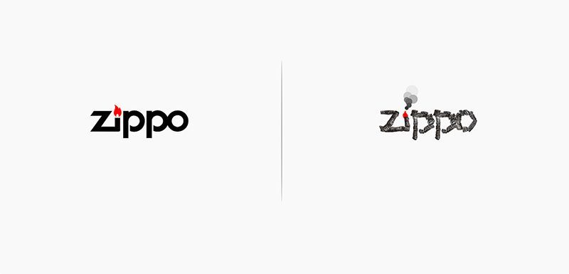 Logotipos rediseñados bajo los efectos de sus productos 27 Rediseño Logo Zippo
