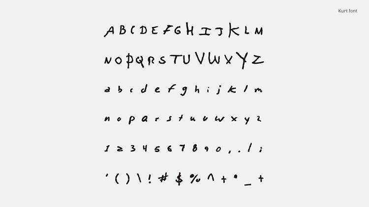 "Songwriters Fonts", fonts based on the calligraphy of famous artists 38 Songwriters Fonts | Kurt Cobain