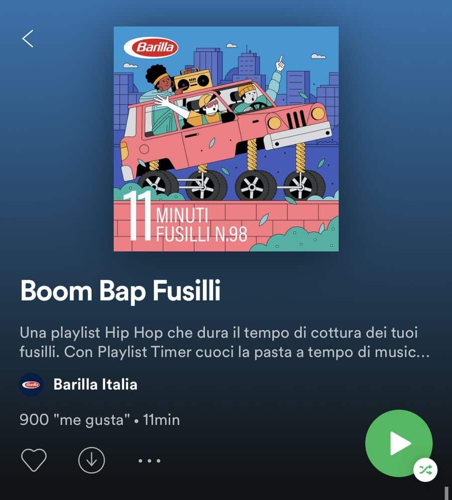 Spotify and Barilla playlist to cook your pasta: "Playlist Timer" 23 PlayList de Barilla