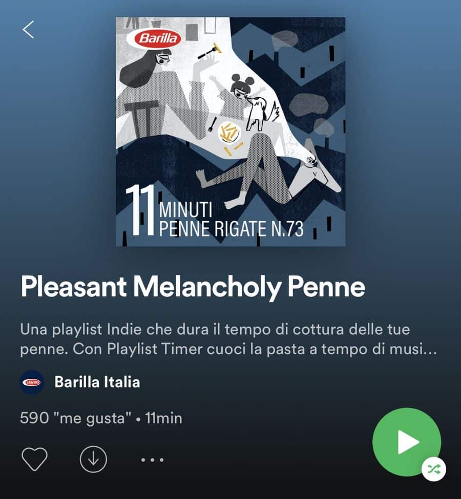 Spotify and Barilla playlist to cook your pasta: "Playlist Timer" 22 PlayList de Barilla