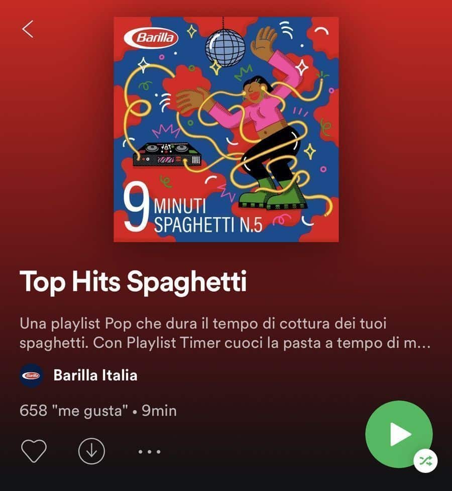 Spotify and Barilla playlist to cook your pasta: "Playlist Timer" 21 PlayList de Barilla