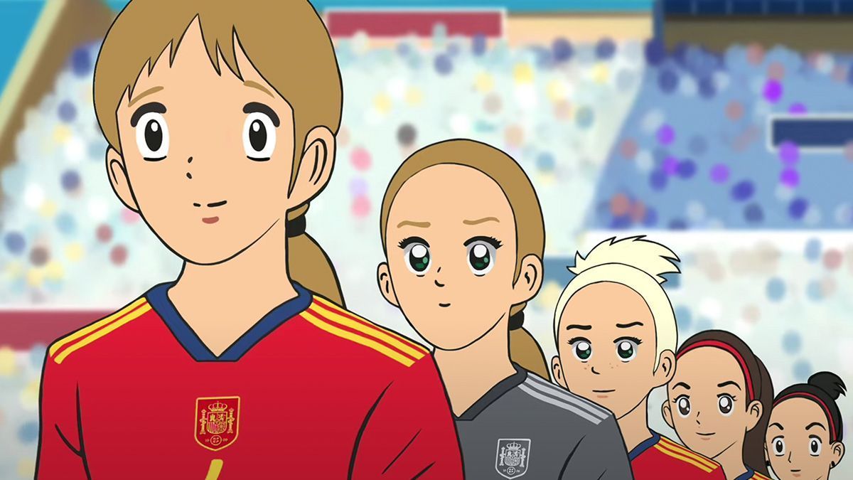 El anuncio de Pelayo y la selección femenina de fútbol en formato anime 8 anuncio de pelayo alexia y sandra 01
